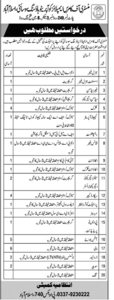 Ministry of Commerce Employees Cooperative Housing Society Jobs 2021