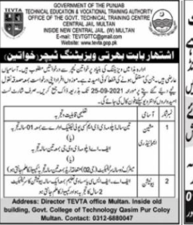TEVTA Jobs 2021 Multan– Latest Jobs In Multan