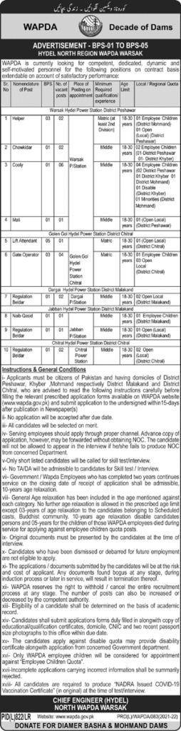 WAPDA Jobs 2021 in Lahore