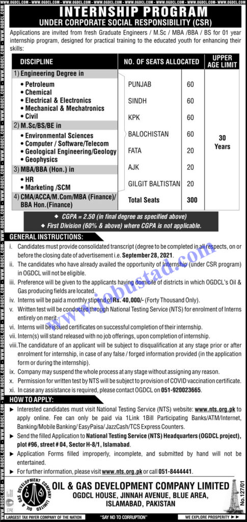 OGDCL Latest Jobs in Islamabad 2021 Advertisement