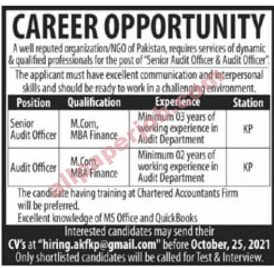 NGO Jobs in KPK 2021